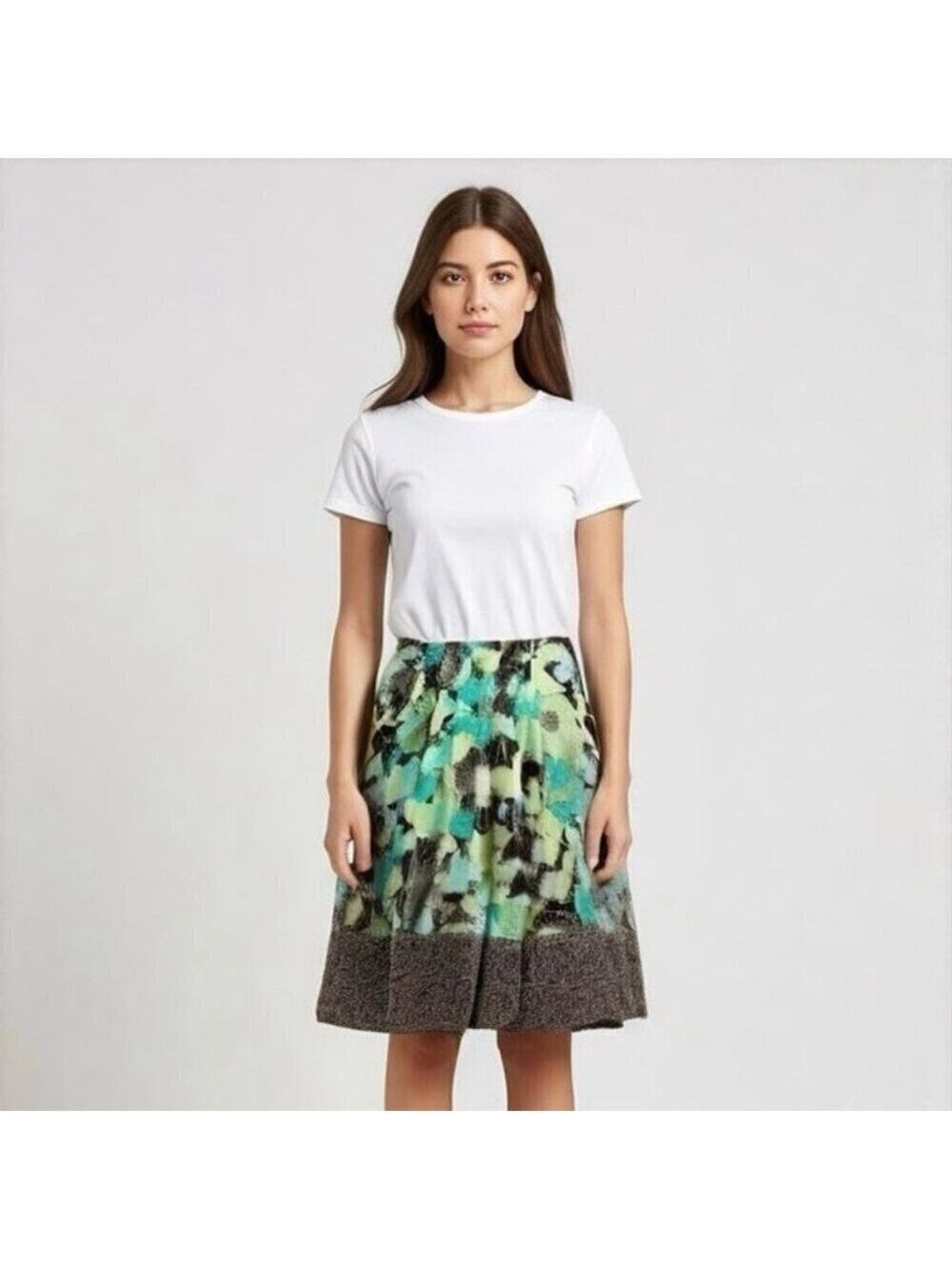 East 5th Floral Skirt Green Black - Size 14